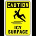 Sign caution icy surface